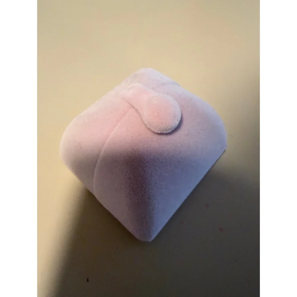 Pink Velvet Jewelry Box Snap Closure Ring Earring Travel Gift Case Square Pink